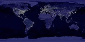 Die Erde bei Nacht (NASA, Fotomontage)